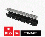 Alcaplast AVZ102-R103 Kültéri folyóka 100 mm integrált müanyag peremmel és horganyzott ráccsal