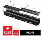 Alcaplast AVZ103-R202 Kültéri folyóka 100 mm fém peremmel és öntöttvas ráccsal C250