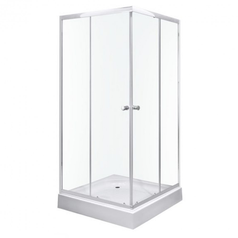 Olga SQ szögletes zuhanykabin tálcával 80x80x196cm - króm profil, víztiszta üveg